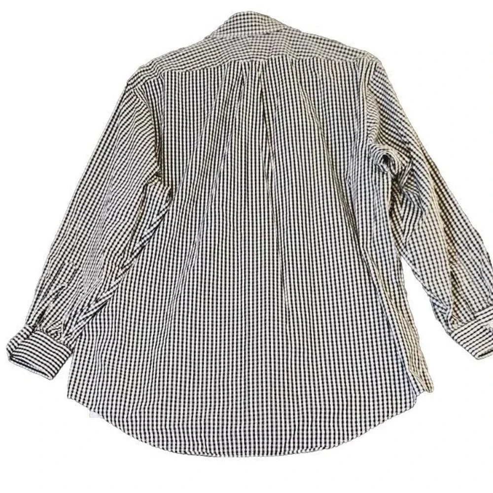 LANDS END Large 16 - 33 MENS SHIRT TRADITIONAL FIT Black Gingham Button Down‎